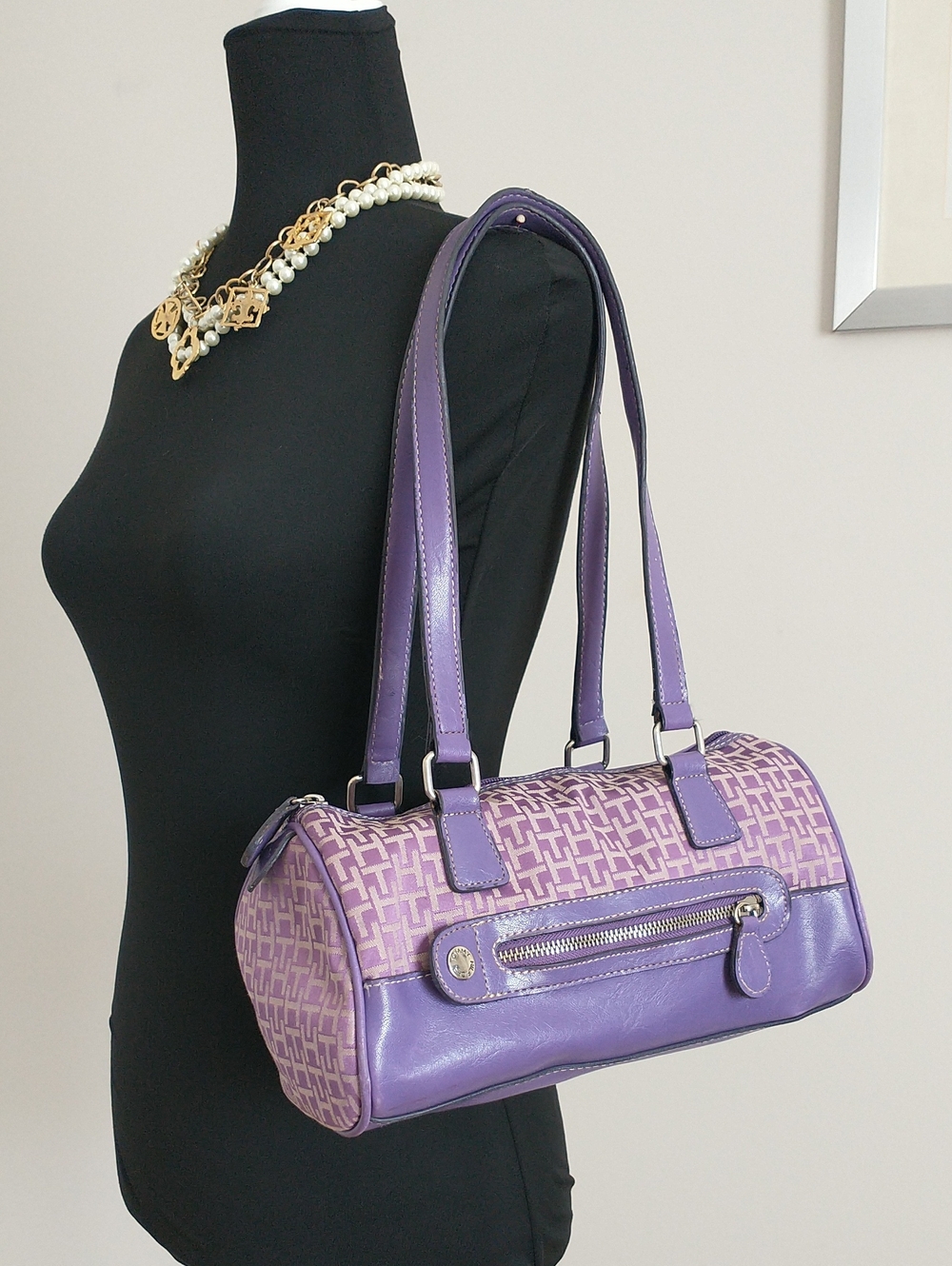 Tommy Hilfiger Purple Patterned Women's Shoulder Bag
